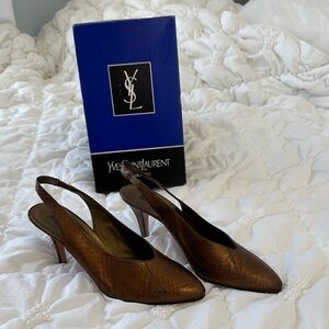 Yves Saint Laurent Metallic Bronze Heels
